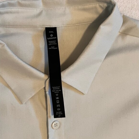 Lululemon Commission Long Sleeve Button Up Shirt Mens XXL Dove Grey Performance - Picture 2 of 13
